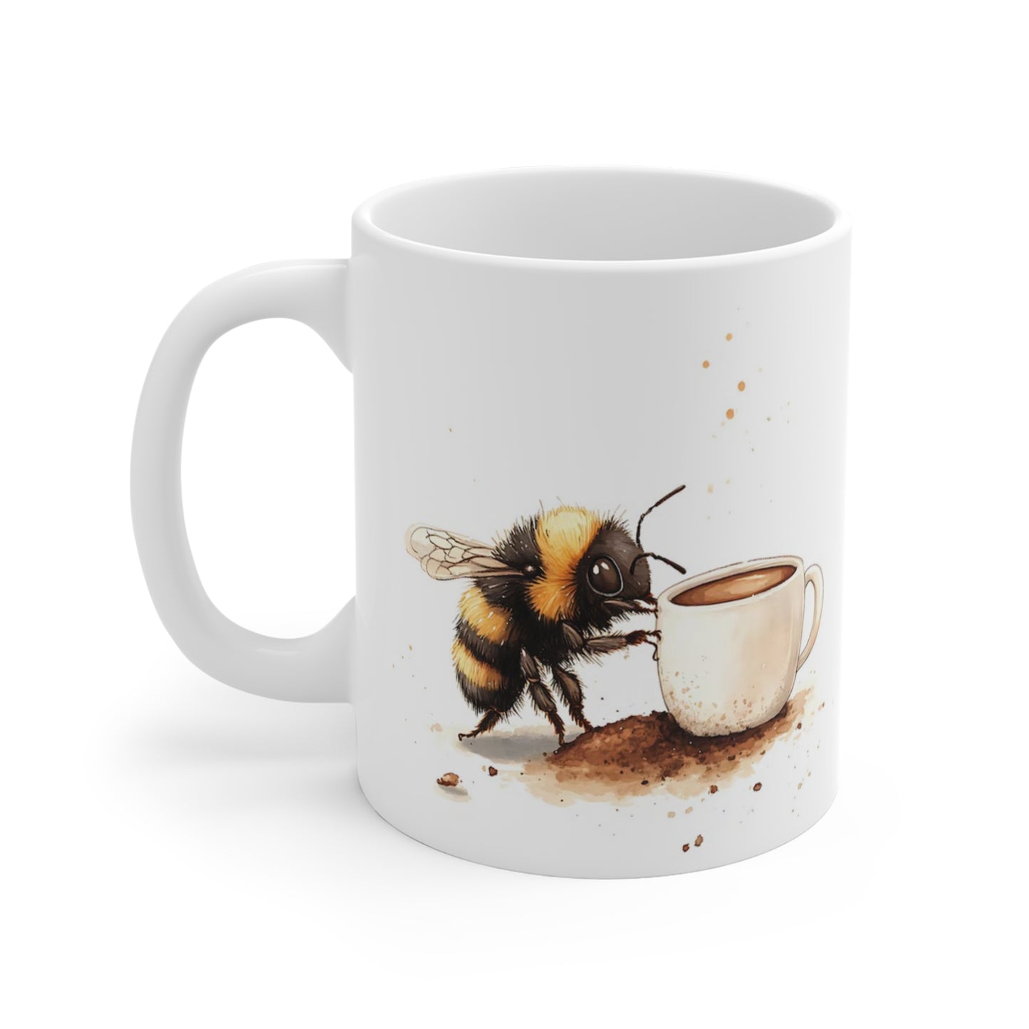 Bee and Coffee Mug — Cute Bumblebee Illustration 11oz