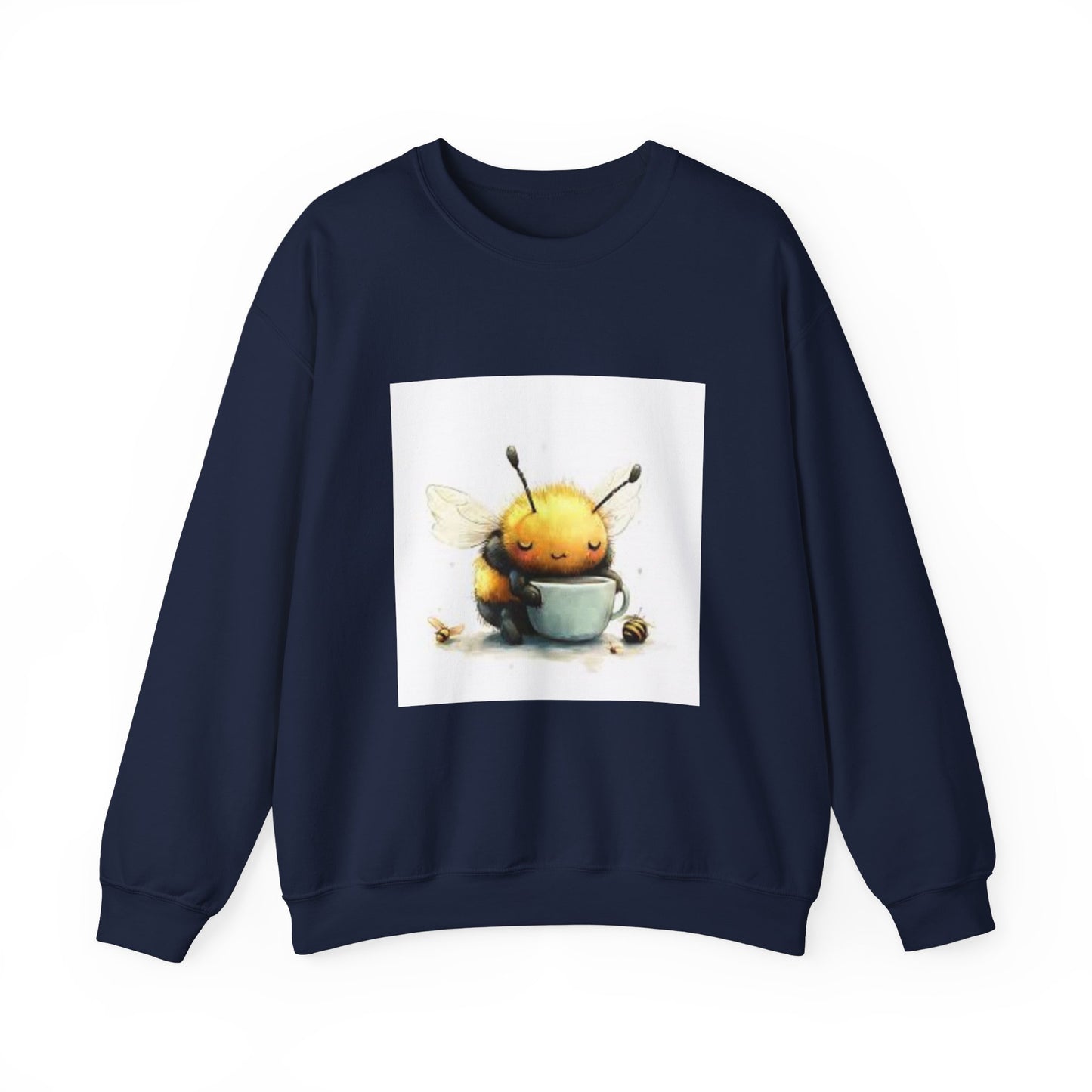 Cute Bee Mug Crewneck Sweatshirt — Whimsical Honey Bee Illustration