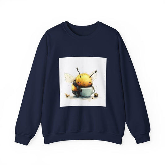 Cute Bee Mug Crewneck Sweatshirt — Whimsical Honey Bee Illustration