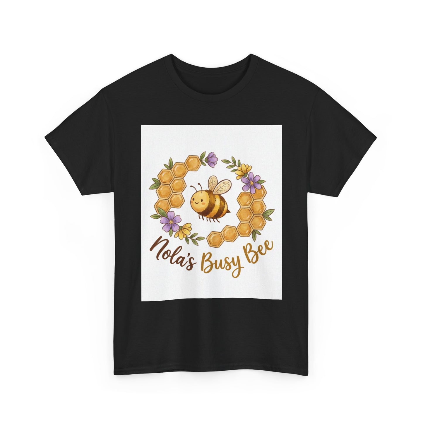 Busy Bee Floral T‑Shirt — "Nola’s Busy Bee" Cute Bee Wreath Graphic Tee