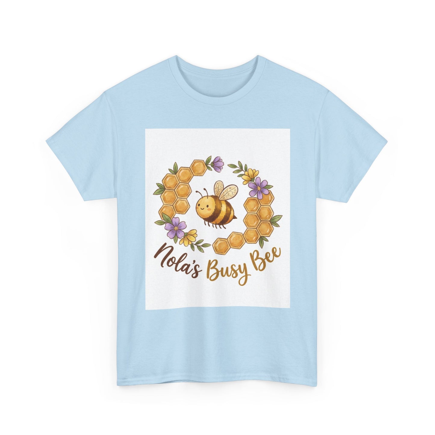 Busy Bee Floral T‑Shirt — "Nola’s Busy Bee" Cute Bee Wreath Graphic Tee
