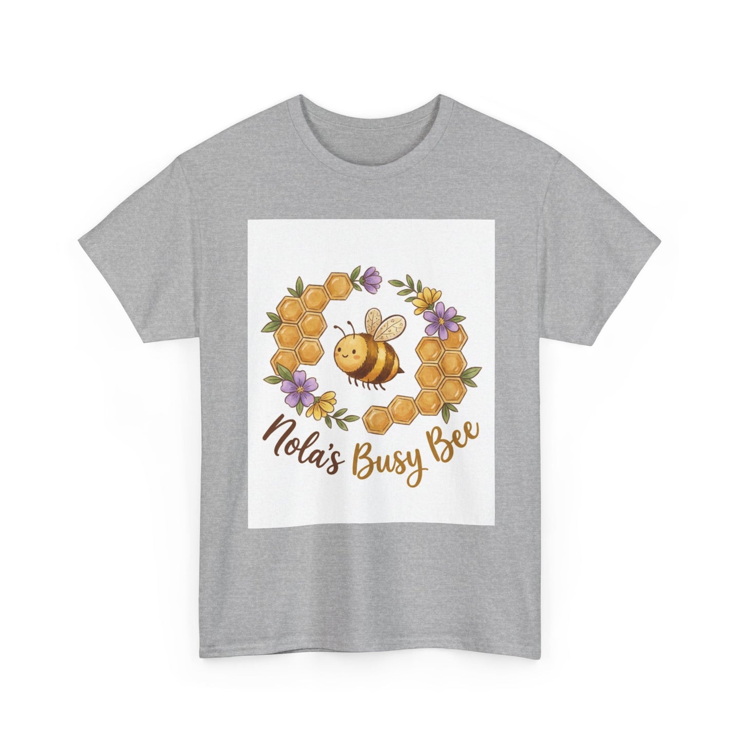 Busy Bee Floral T‑Shirt — "Nola’s Busy Bee" Cute Bee Wreath Graphic Tee