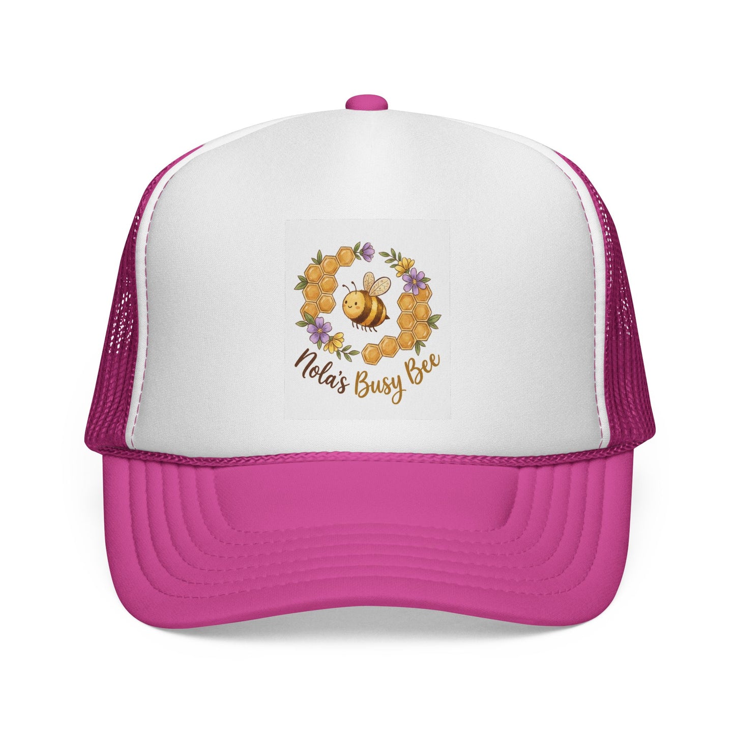 Trucker Cap — "Nola’s Busy Bee" Floral Bee Graphic