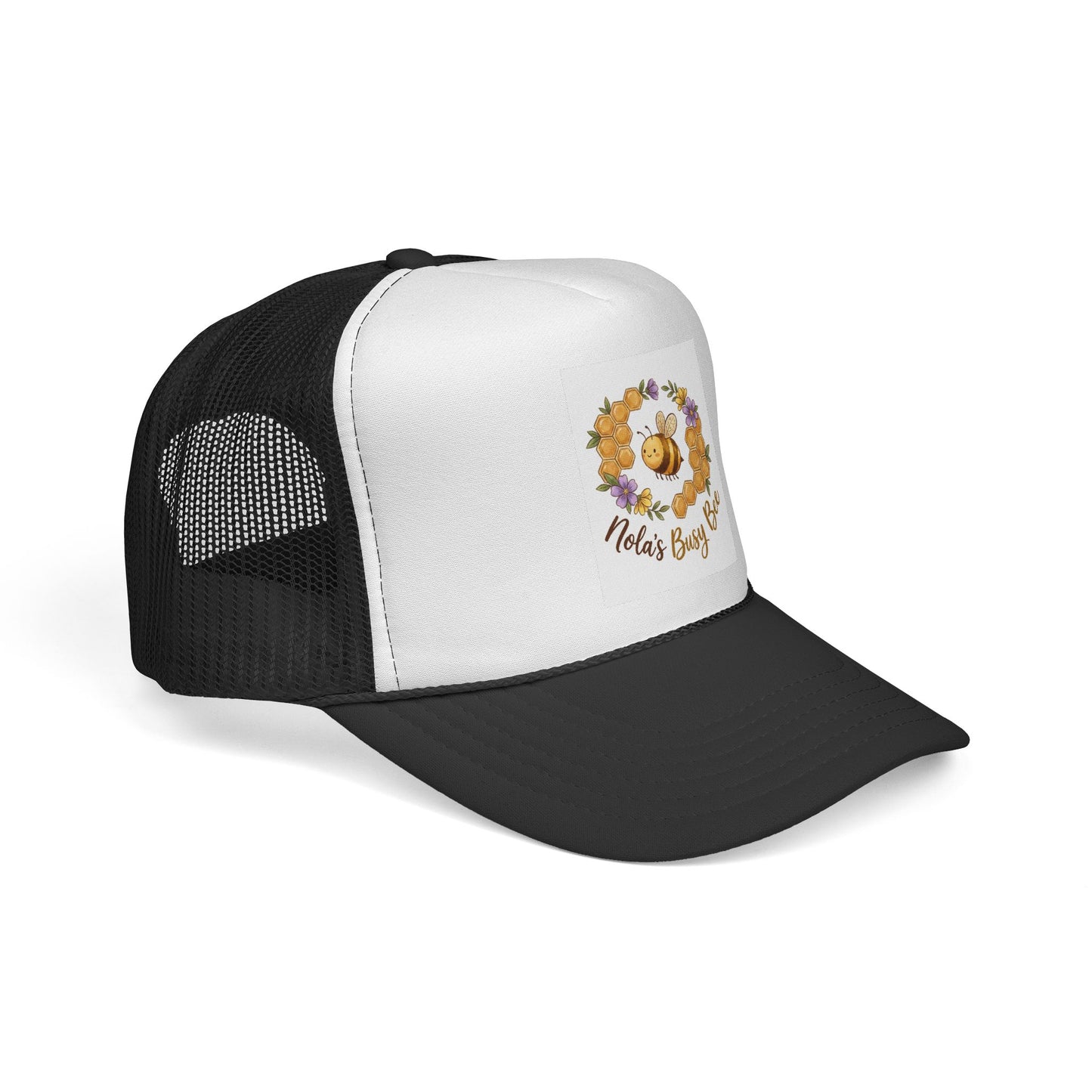 Trucker Cap — "Nola’s Busy Bee" Floral Bee Graphic