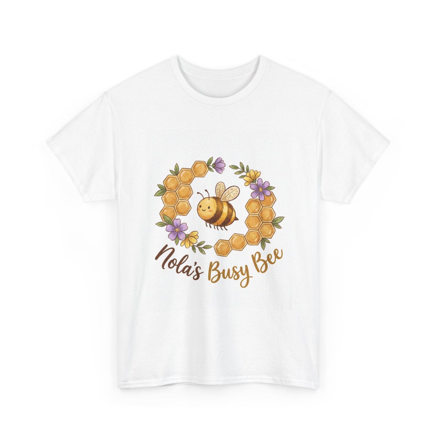 Busy Bee Floral T‑Shirt — "Nola’s Busy Bee" Cute Bee Wreath Graphic Tee