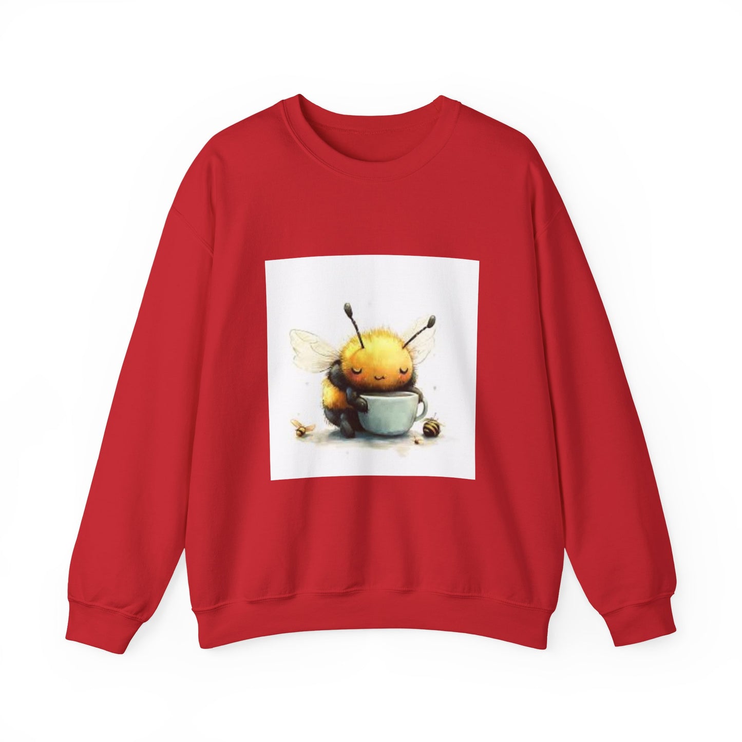 Cute Bee Mug Crewneck Sweatshirt — Whimsical Honey Bee Illustration