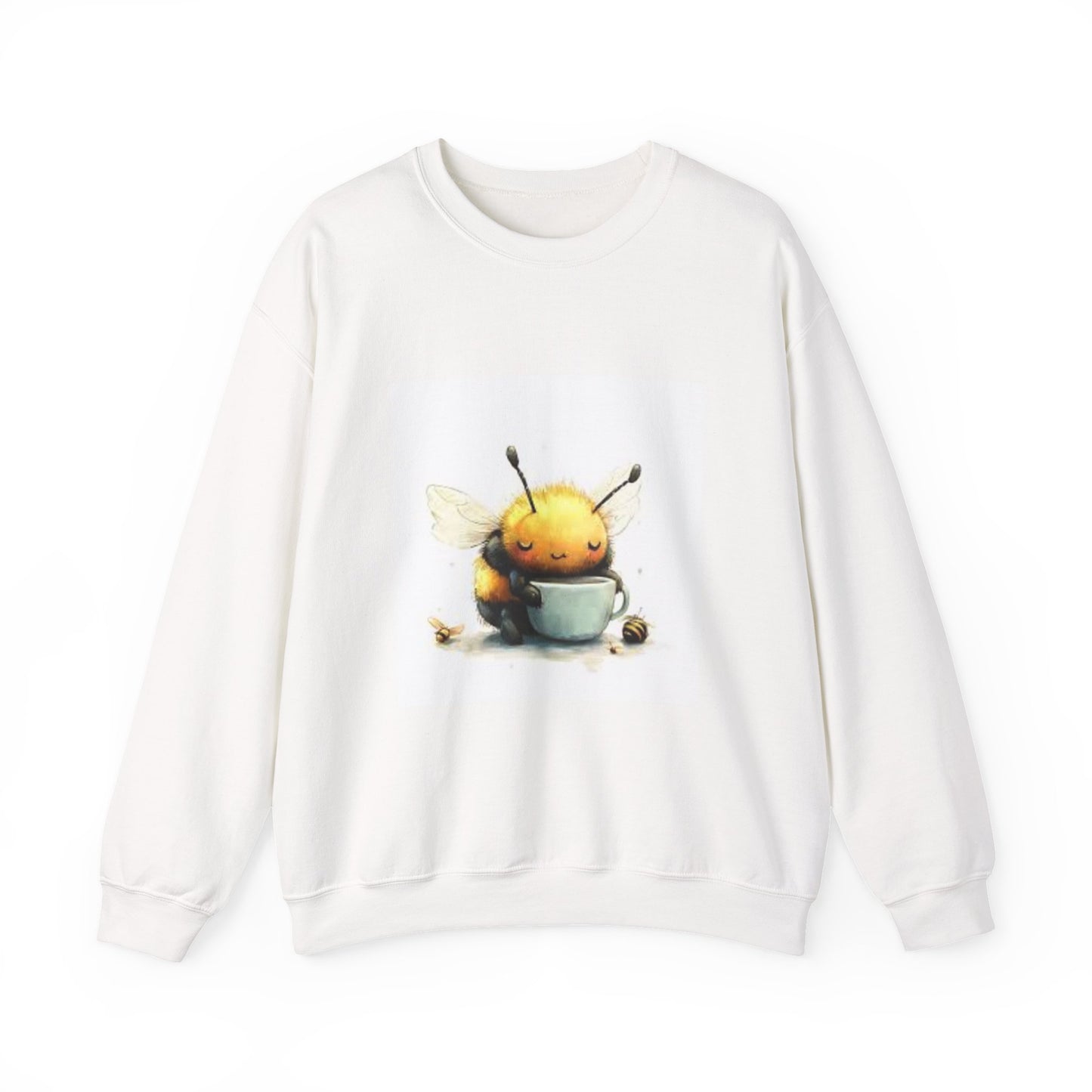 Cute Bee Mug Crewneck Sweatshirt — Whimsical Honey Bee Illustration