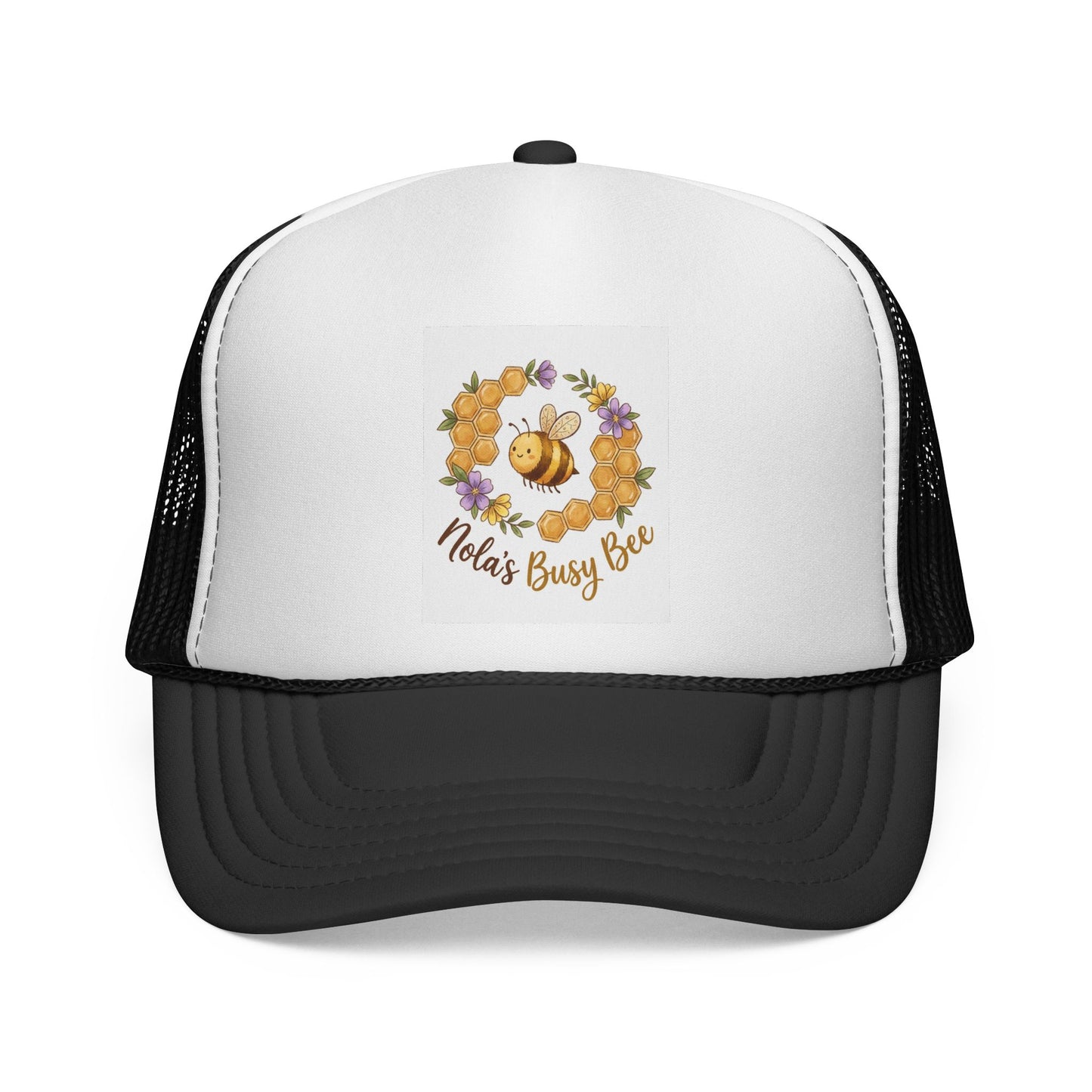 Trucker Cap — "Nola’s Busy Bee" Floral Bee Graphic