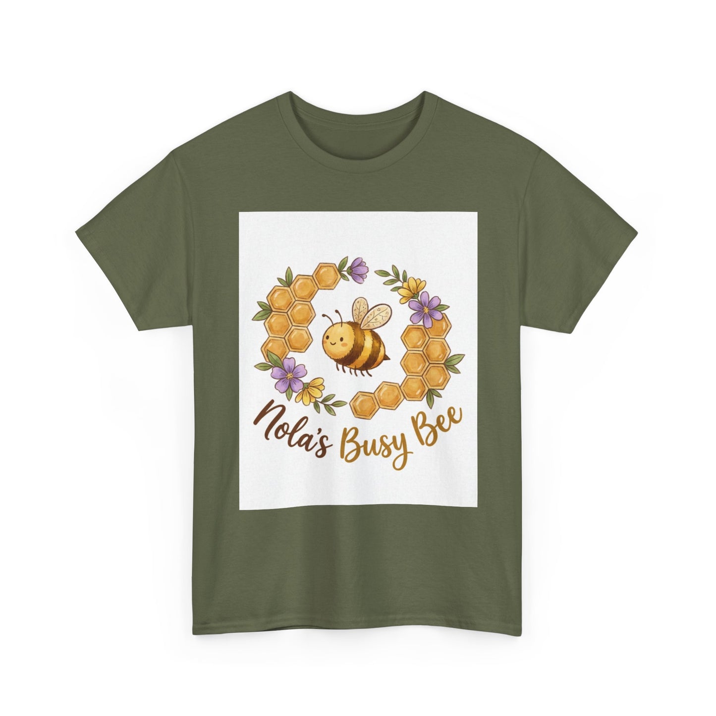 Busy Bee Floral T‑Shirt — "Nola’s Busy Bee" Cute Bee Wreath Graphic Tee