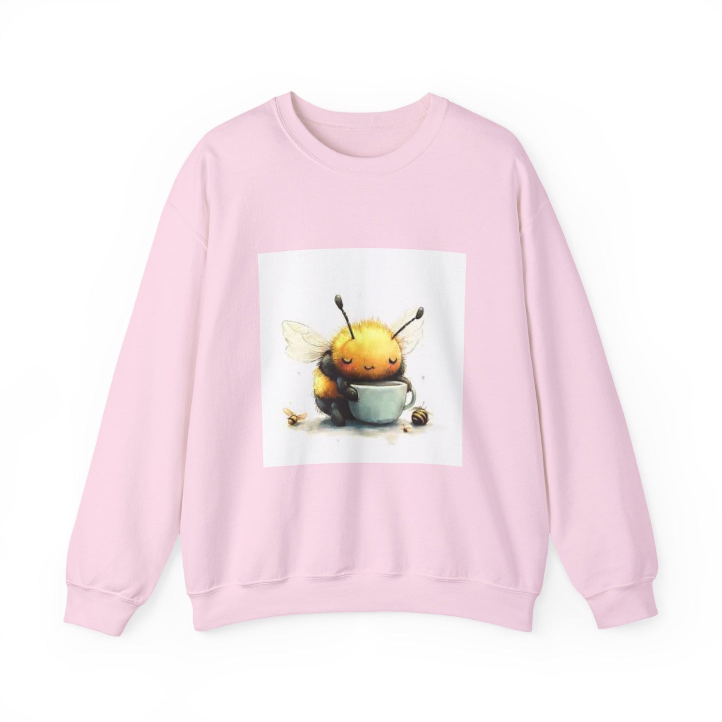 Cute Bee Mug Crewneck Sweatshirt — Whimsical Honey Bee Illustration