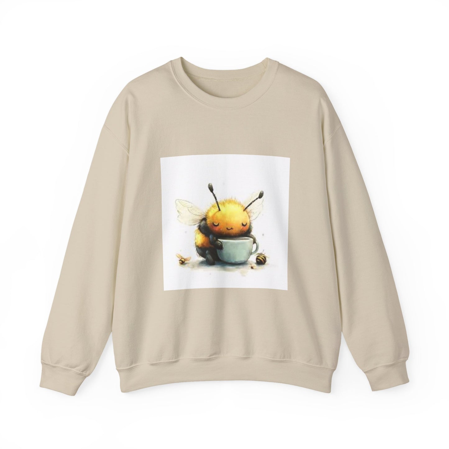 Cute Bee Mug Crewneck Sweatshirt — Whimsical Honey Bee Illustration