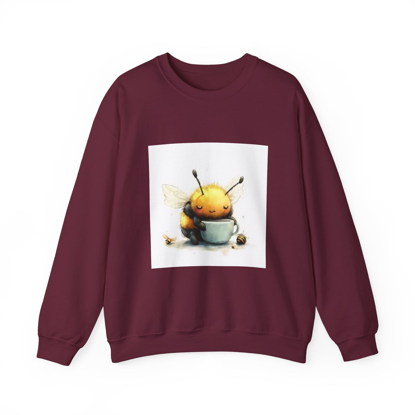 Cute Bee Mug Crewneck Sweatshirt — Whimsical Honey Bee Illustration