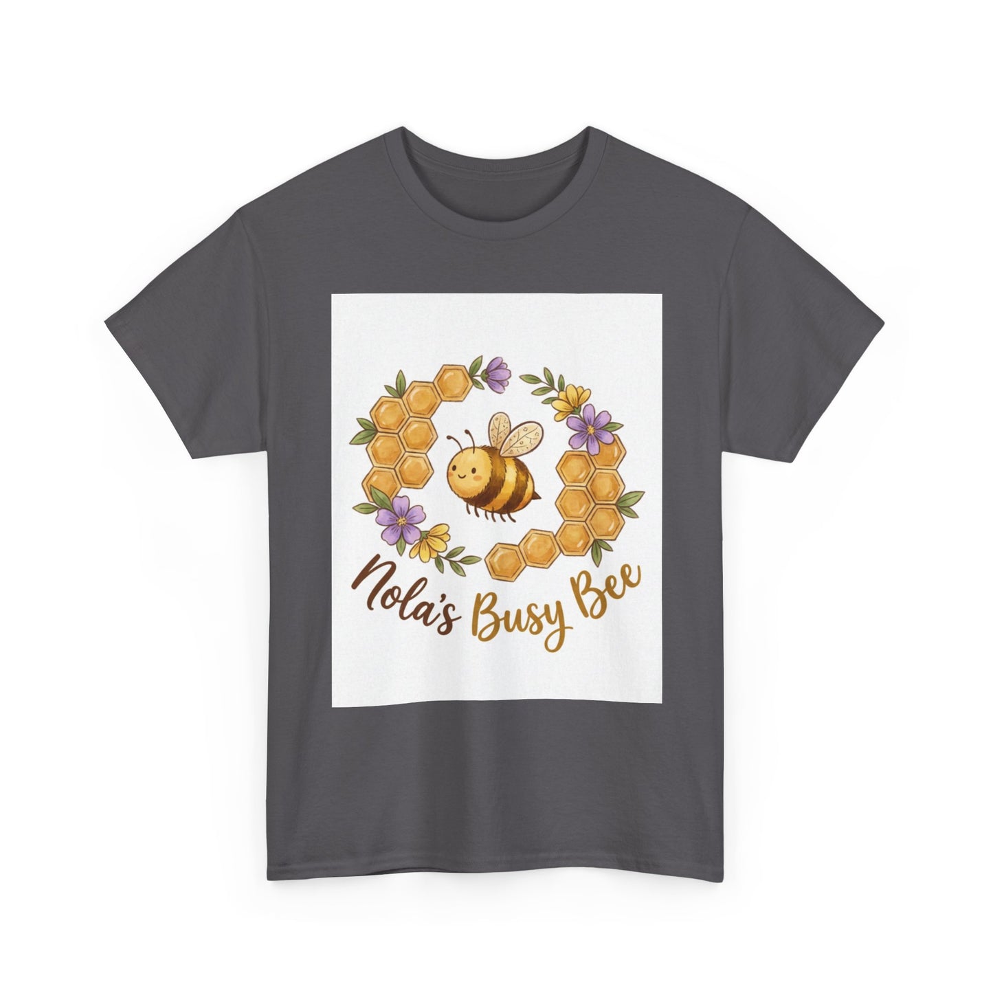 Busy Bee Floral T‑Shirt — "Nola’s Busy Bee" Cute Bee Wreath Graphic Tee