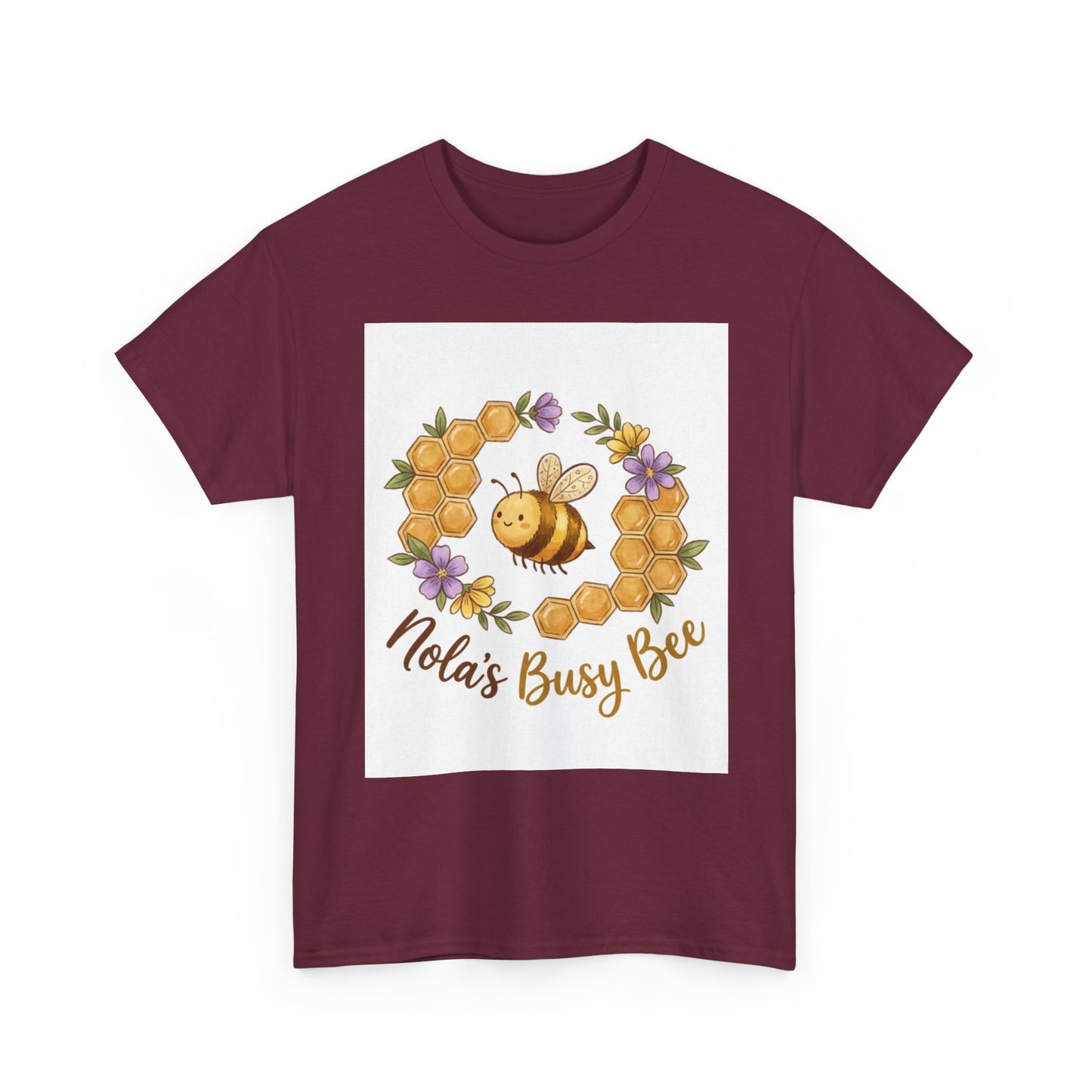 Busy Bee Floral T‑Shirt — "Nola’s Busy Bee" Cute Bee Wreath Graphic Tee