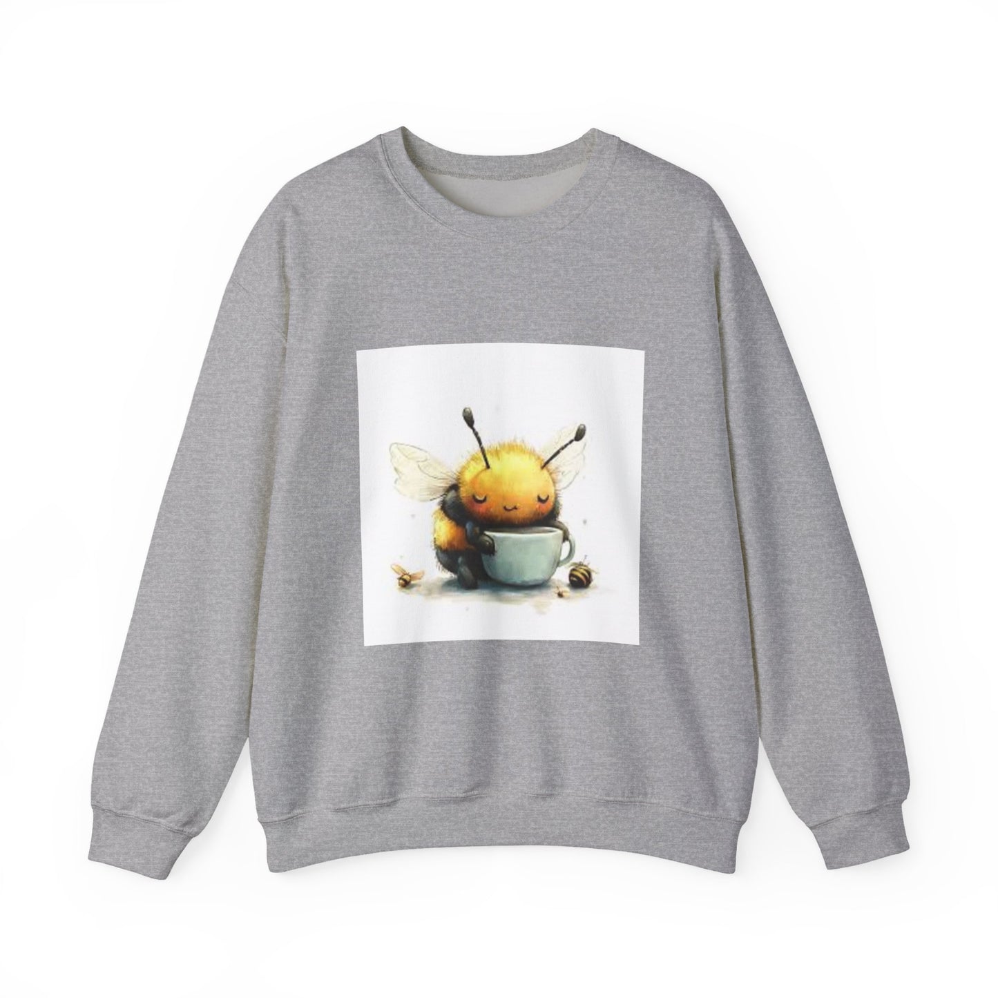 Cute Bee Mug Crewneck Sweatshirt — Whimsical Honey Bee Illustration