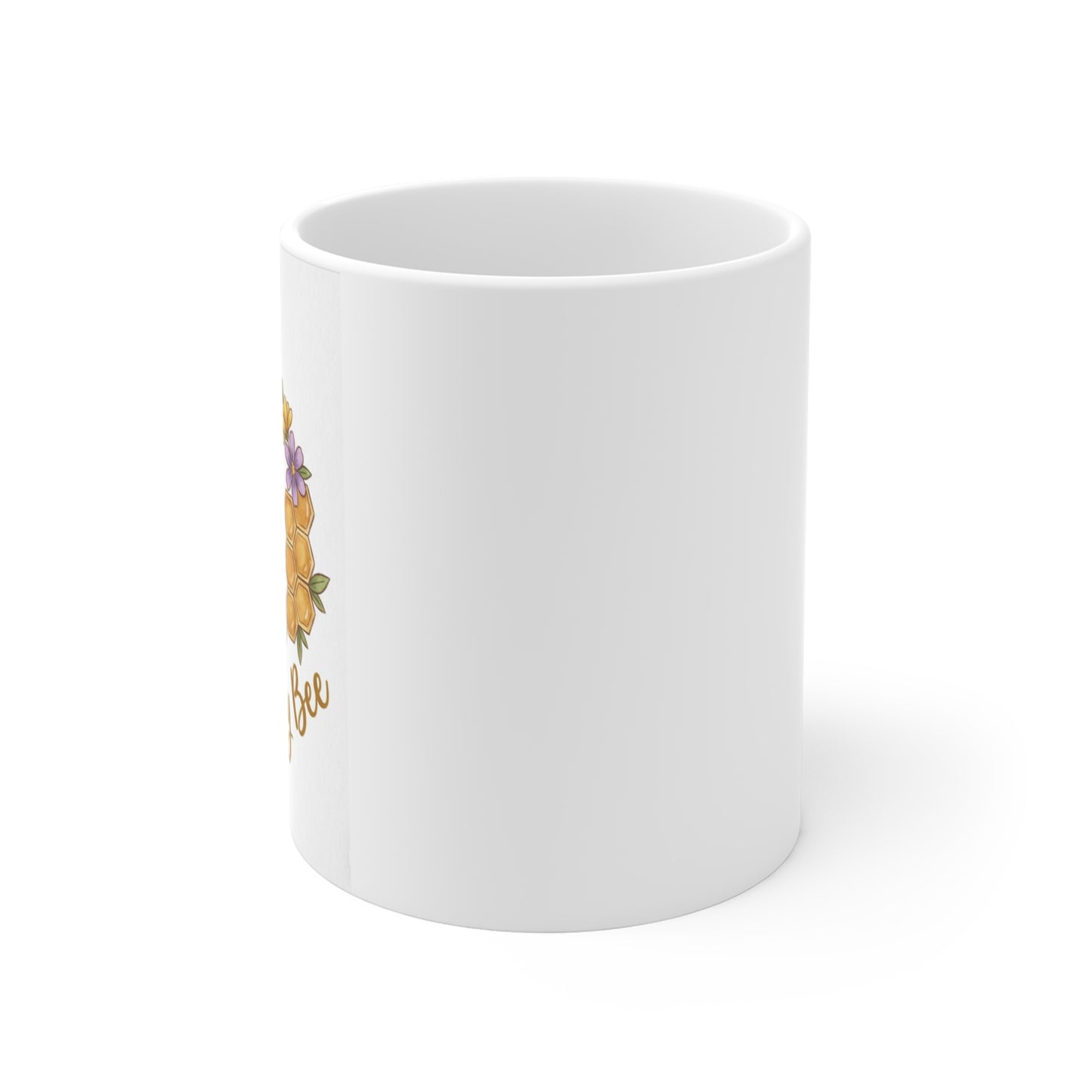 Personalized Bee Mug — "Nola's Busy Bee" Floral Honeycomb Coffee Cup