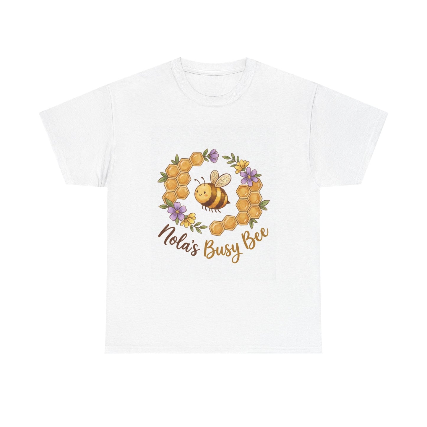 Busy Bee Floral T‑Shirt — "Nola’s Busy Bee" Cute Bee Wreath Graphic Tee