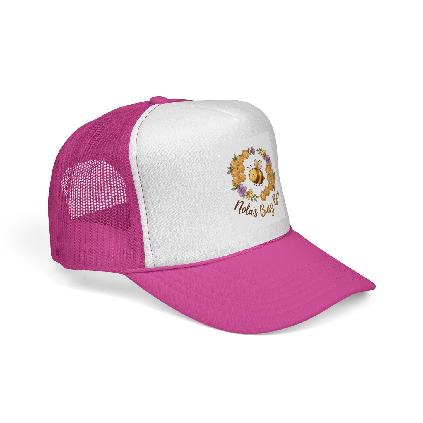 Trucker Cap — "Nola’s Busy Bee" Floral Bee Graphic