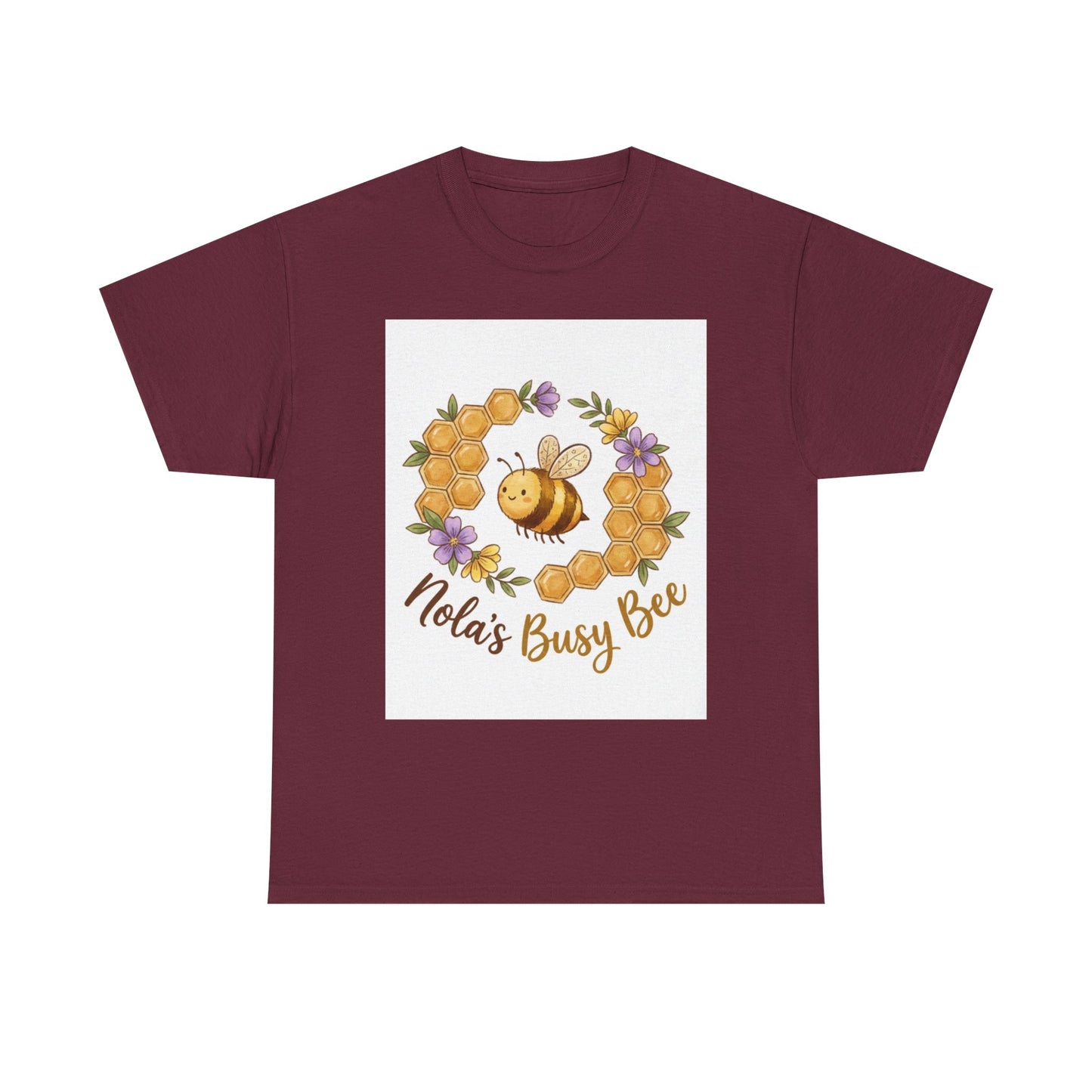 Busy Bee Floral T‑Shirt — "Nola’s Busy Bee" Cute Bee Wreath Graphic Tee