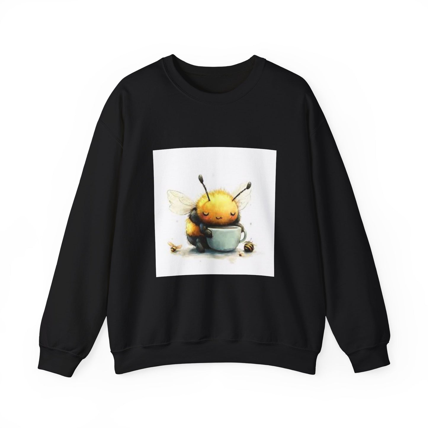 Cute Bee Mug Crewneck Sweatshirt — Whimsical Honey Bee Illustration